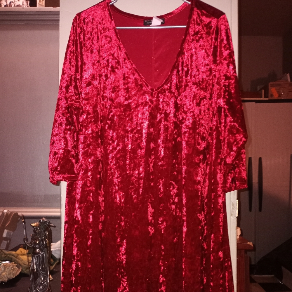 2 dresses crushed velvet one red one blue